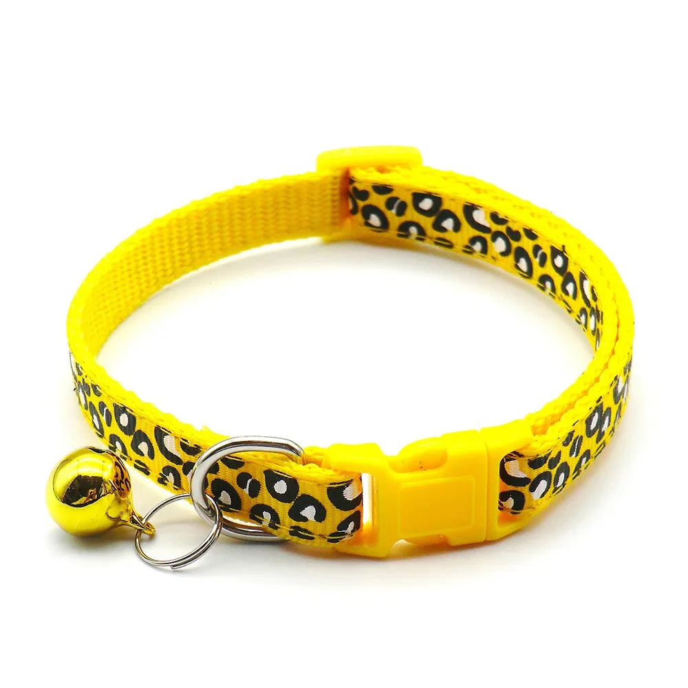Cute Leopard Print Cat Dog Collars Adjustable Buckle Puppy Cartoon Pet Puppy Collars Leads Pet Accessories Cat Supplies