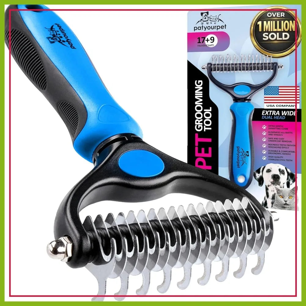 Double-Sided Deshedding Brush for Dogs and Cats – Grooming Tool for Long and Short Hair