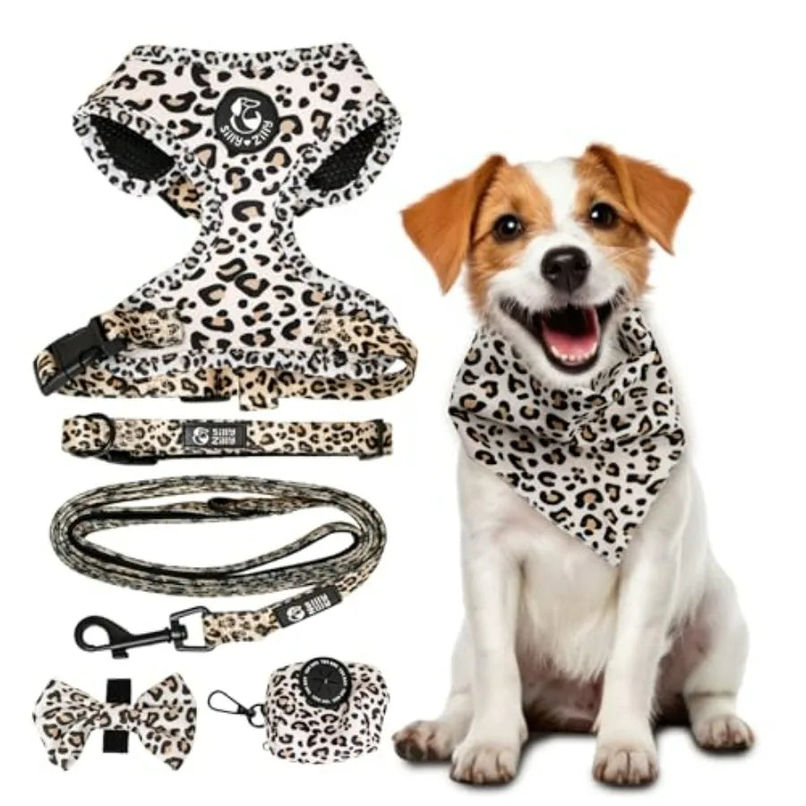 No Pull Harness and Leash Set - 6-in-1 Adjustable Vest Harness and Collars for and Dogs