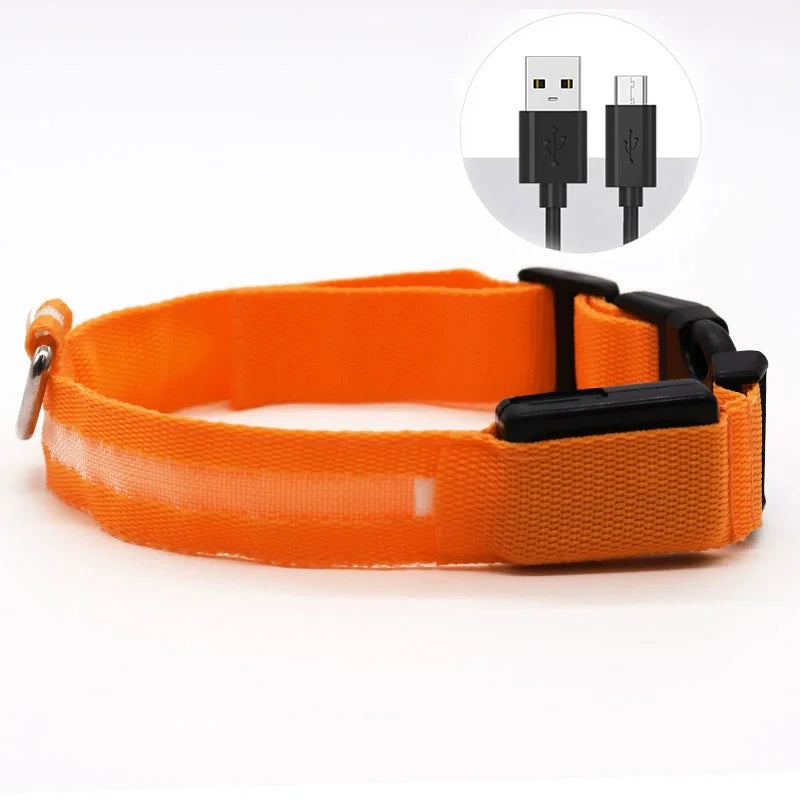 LED Illuminated Dog Collar Adjustable Flashing Lights USB Rechargeable Suitable For Small,Medium,Large,Dog Pet Safety Harness