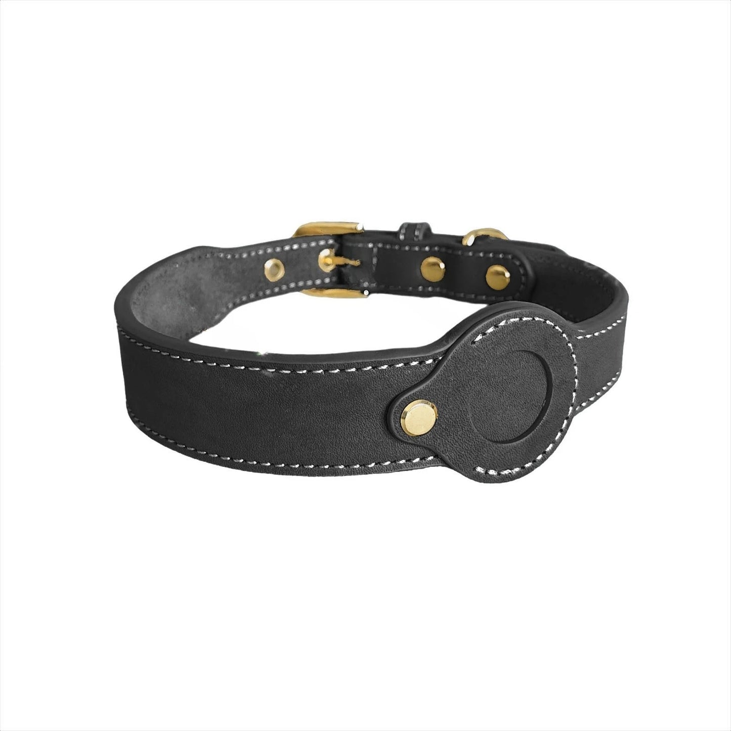 Leather collar locator collar pet dog collar tracking Full grain cowhide detachable