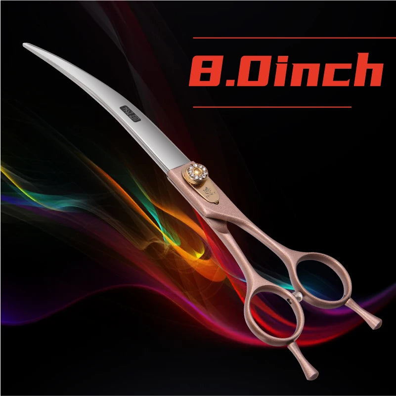 Fenice JP440C Steel Dog Scissors 7/7.5/8 Inch Pet Grooming Shears Curved Hair Trimming Scissors for Dogs Professional Groomer