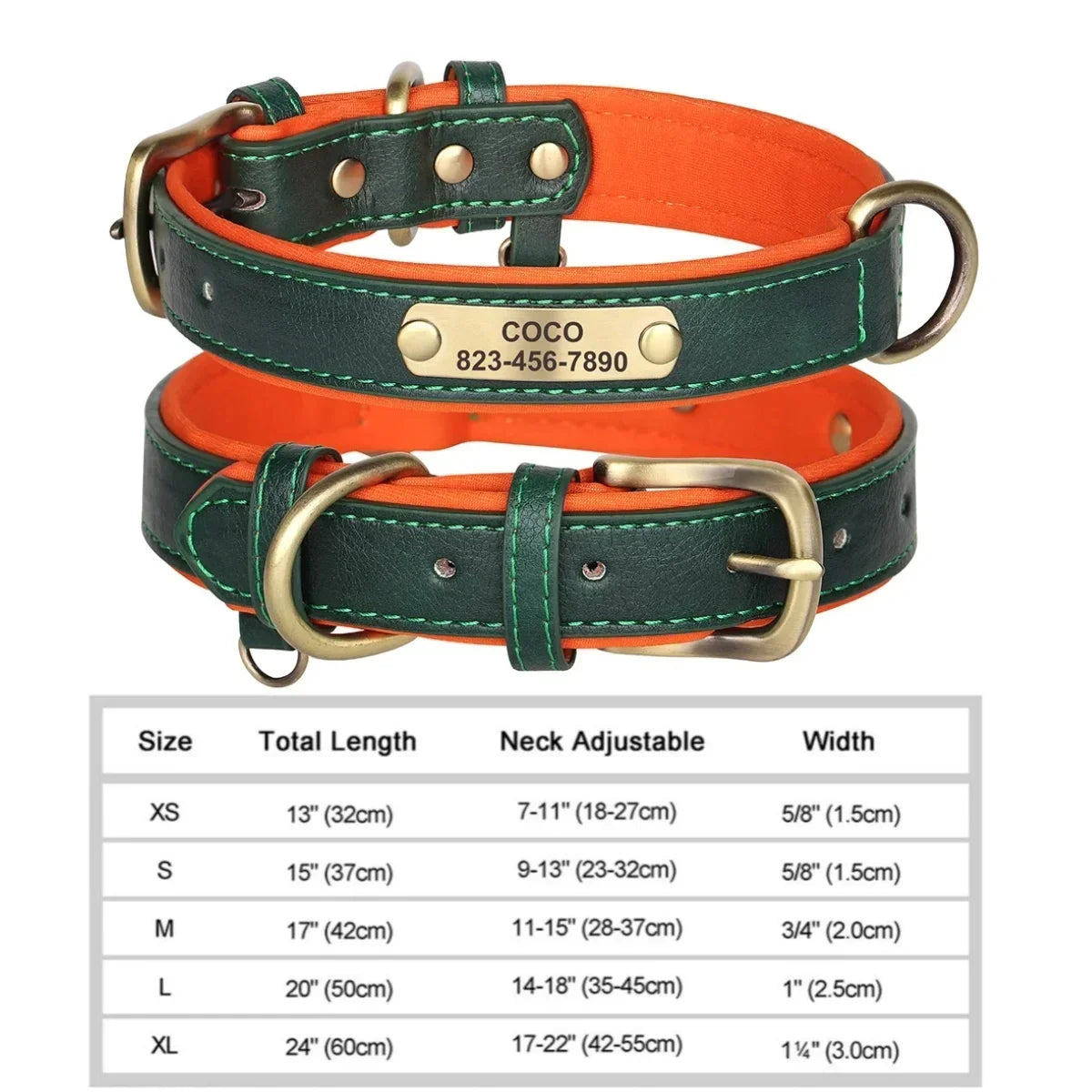 Personalized Leash Custom Dog Collar PU Leather Pet Dog Tag Collars Free Engraved Nameplate For Small Medium Large Dogs Pitbull