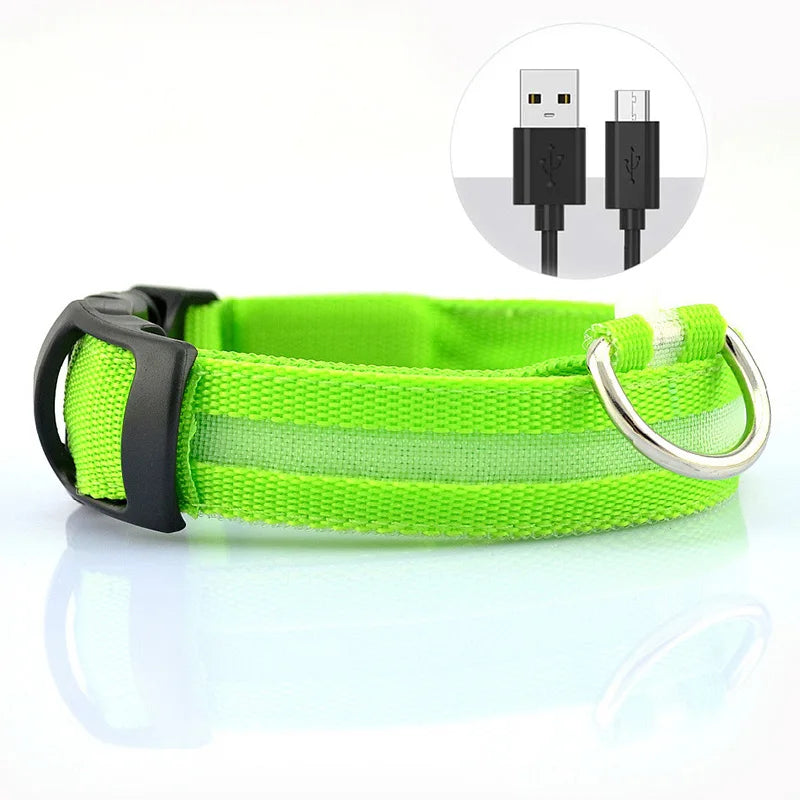 LED Illuminated Dog Collar Adjustable Flashing Lights USB Rechargeable Suitable For Small,Medium,Large,Dog Pet Safety Harness