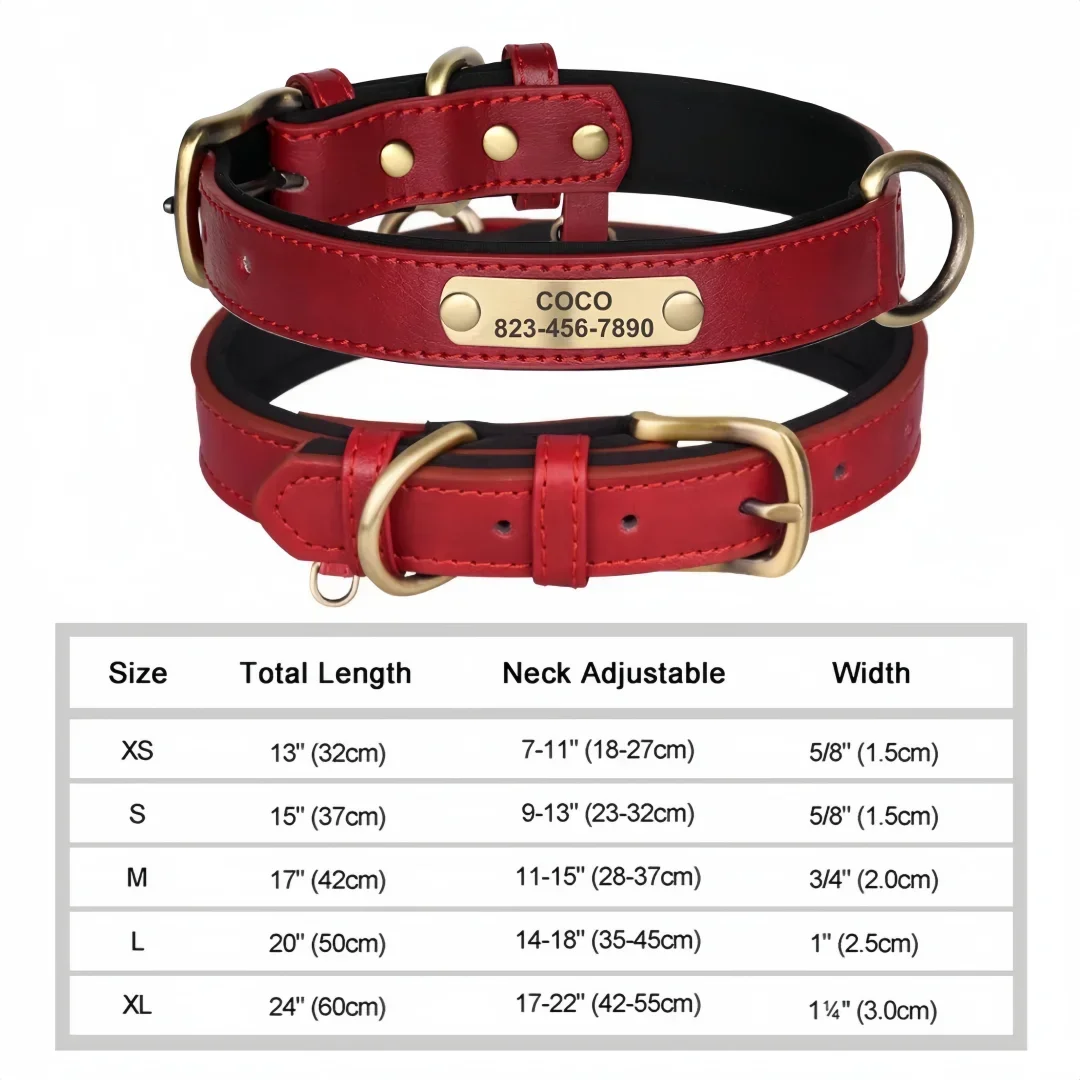 Personalized Leash Custom Dog Collar PU Leather Pet Dog Tag Collars Free Engraved Nameplate For Small Medium Large Dogs Pitbull