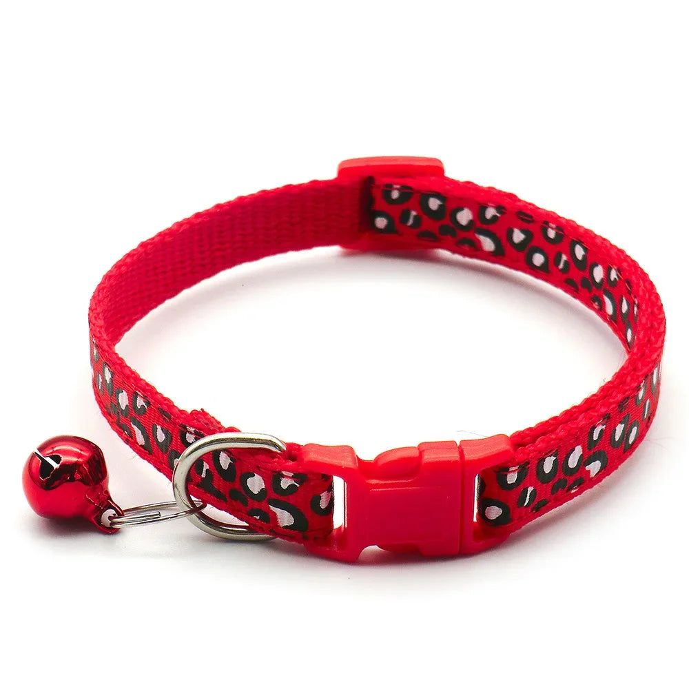 Cute Leopard Print Cat Dog Collars Adjustable Buckle Puppy Cartoon Pet Puppy Collars Leads Pet Accessories Cat Supplies