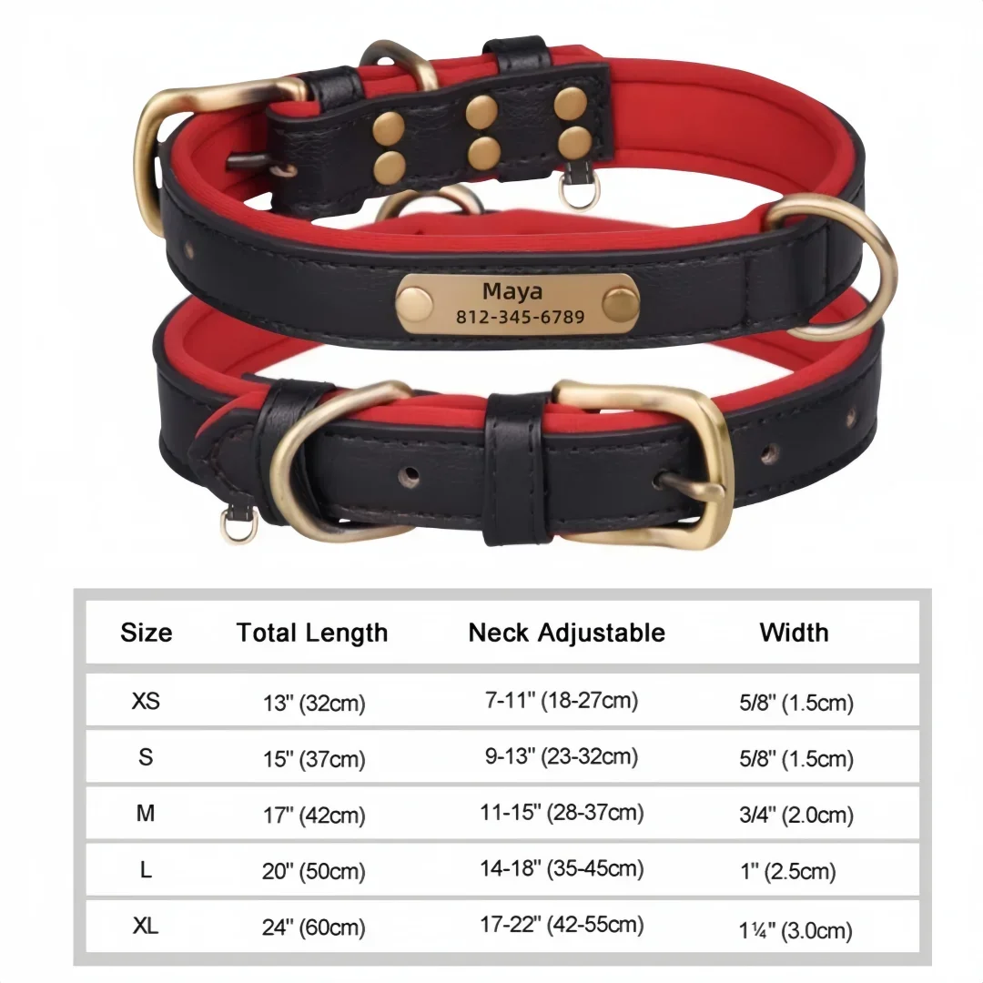 Personalized Leash Custom Dog Collar PU Leather Pet Dog Tag Collars Free Engraved Nameplate For Small Medium Large Dogs Pitbull
