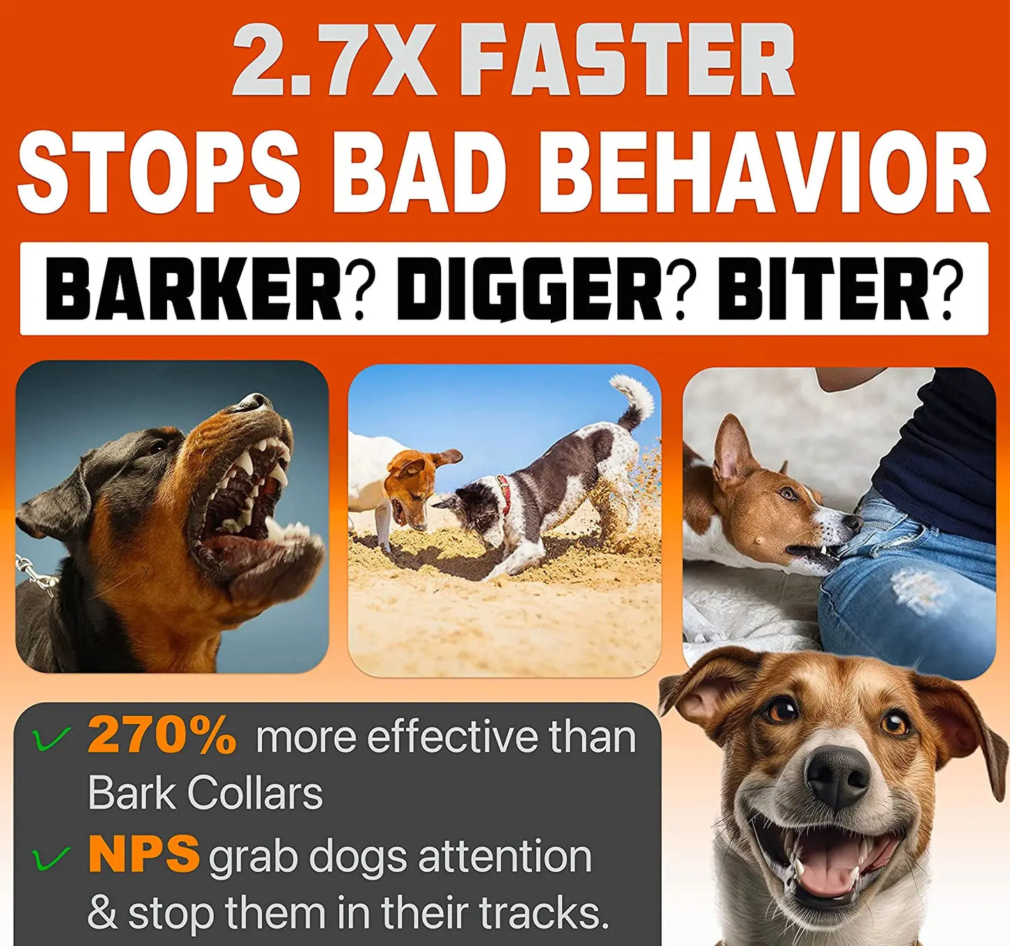 Ultrasonic Dog Training Device Rechargeable Pet Dog Repeller Anti Bark Deterrent with LED Flashlight 2023 New