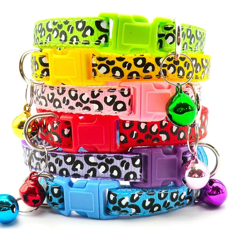 Cute Leopard Print Cat Dog Collars Adjustable Buckle Puppy Cartoon Pet Puppy Collars Leads Pet Accessories Cat Supplies