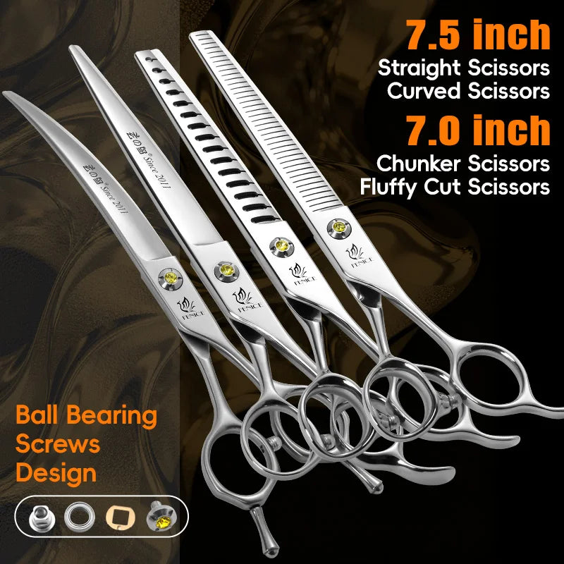 Fenice High-grade JP440C Alloy Steel 7.0/7.5 inch Pet Grooming Scissors Dog Hair Cutting Shears Tool for Pet Groomer Beautician