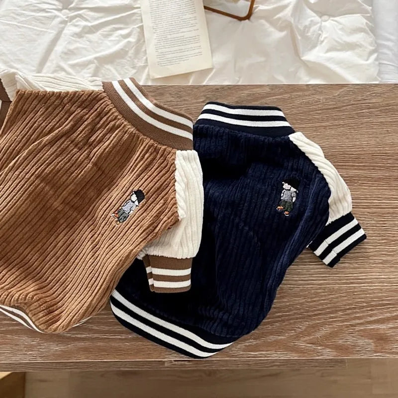 Fashion Dog Clothes Spring Dog Baseball Uniform Cartoon Embroidery Puppy Overcoat Cat Jacket Coat Pet Costumes Chihuahua Clothes