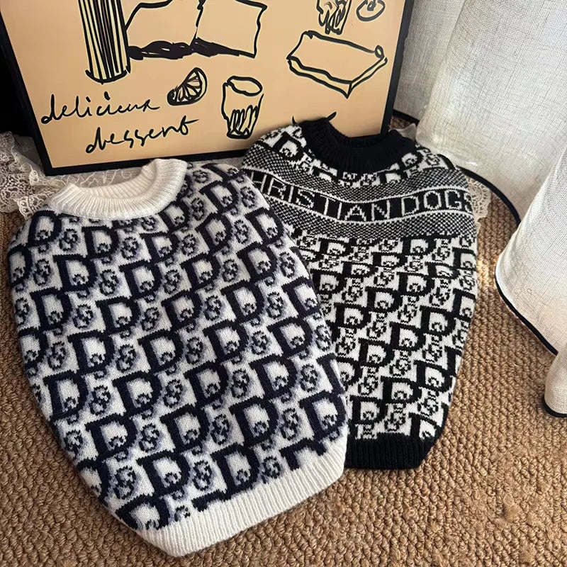 Pet Dog Clothes Luxury Designer Dog Winter Clothes XS-2XL Pet Warm Soft Puppy Sweaters Knitted French Bull Knitwear