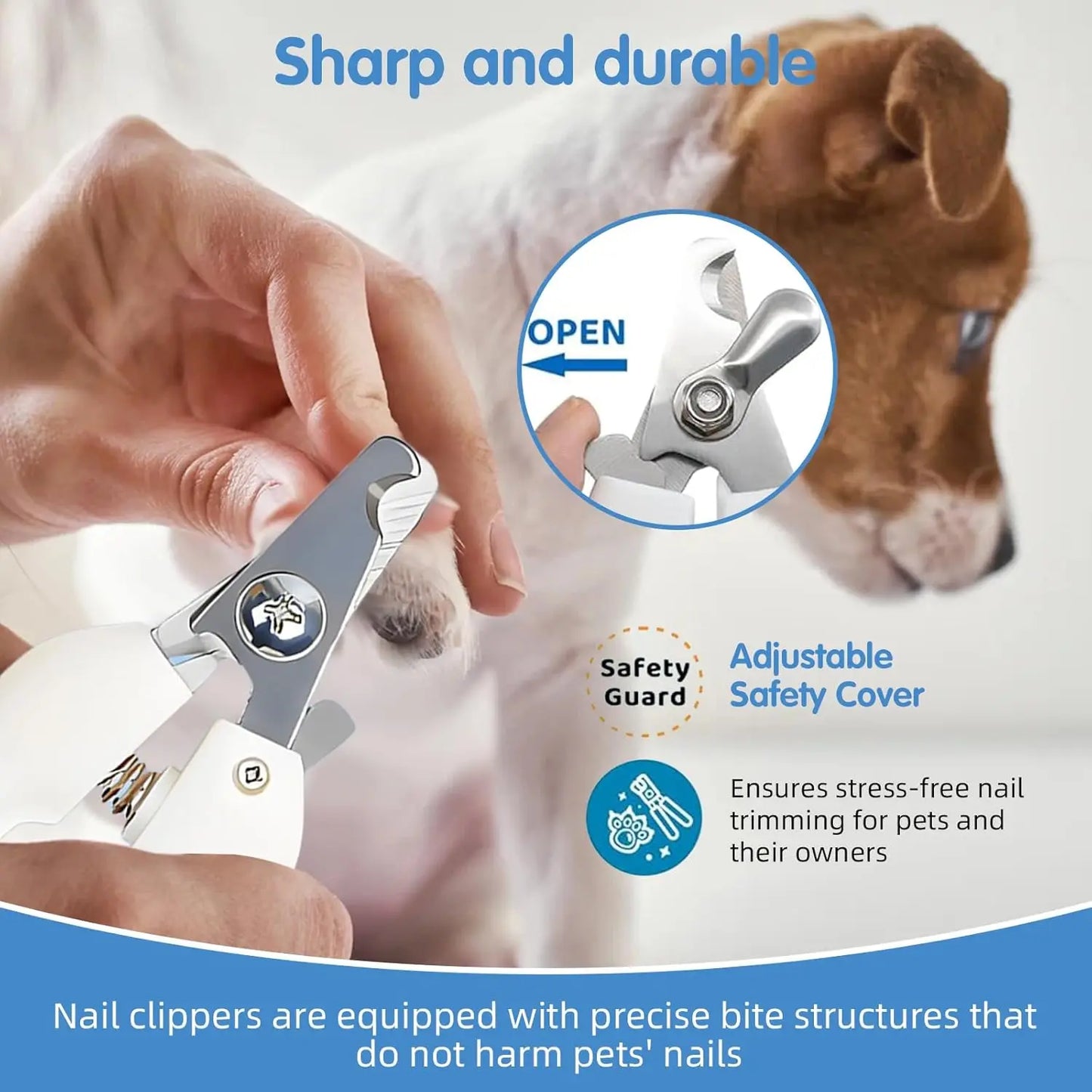 Pet Grooming Kit, Self-Cleaning Slicker Brush & Nail Clipper for Dogs Cats, Remove Loose Hair, Blue