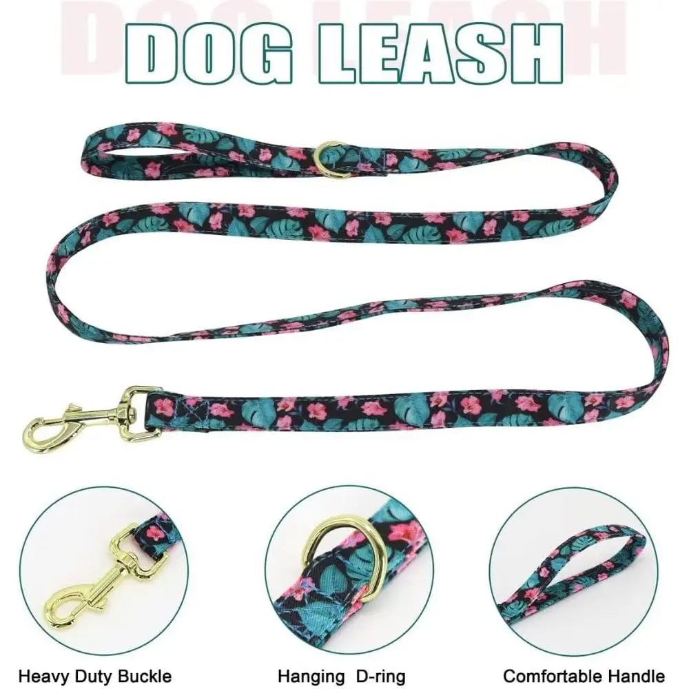 Cute Girl Dog Collars, Harnes & Leashes Set - Adjustable Dog Collar and Leash Set with lower - Sot Mesh Dog Vest Harnor Puppies