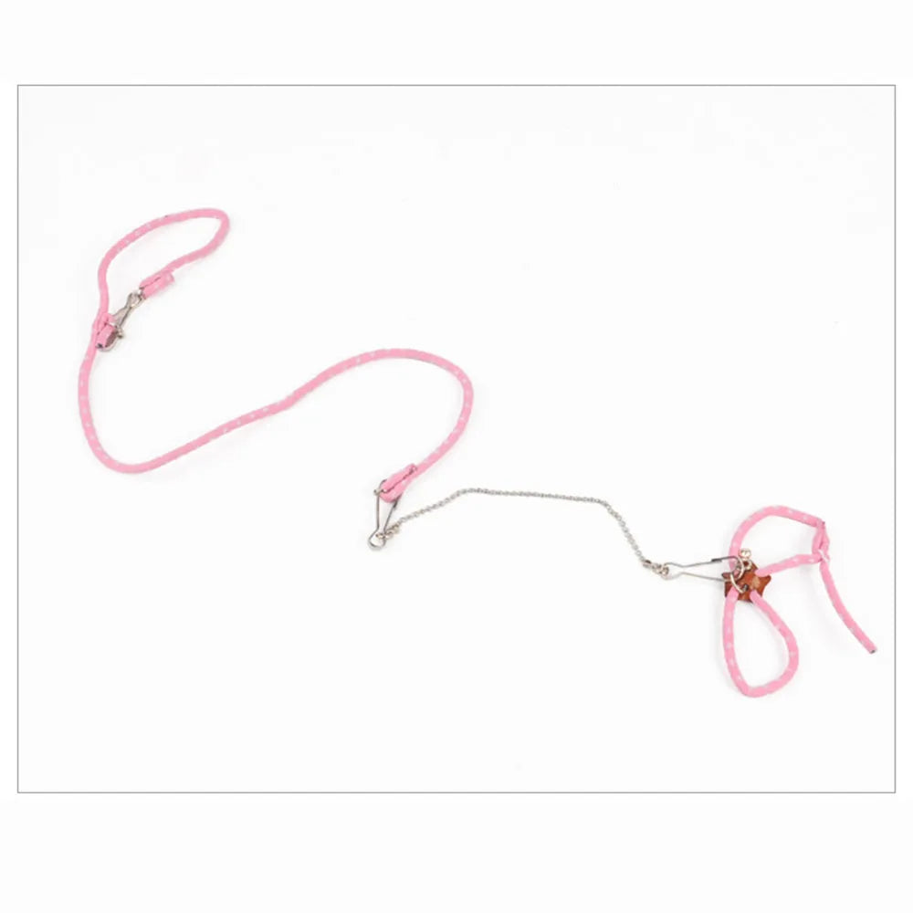 Adjustable Soft Pet Harness with Bell Leash Set Hamster Harness Leash Anti-Bite Pet Walking
