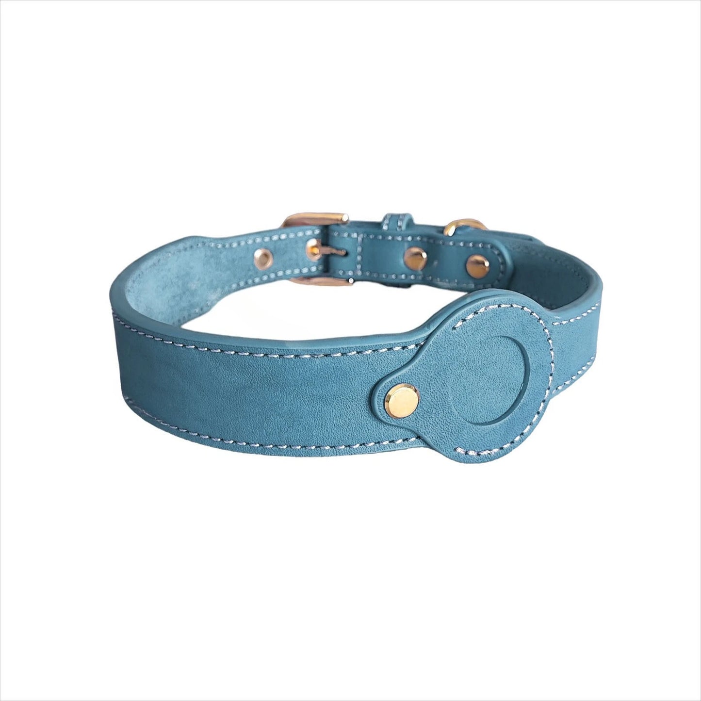 Leather collar locator collar pet dog collar tracking Full grain cowhide detachable