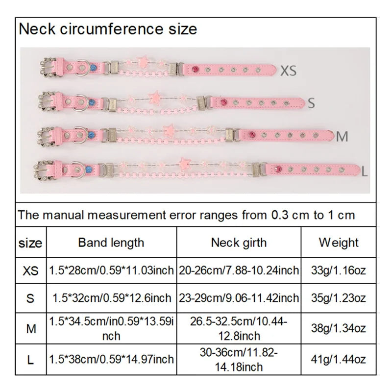 PU Leather Pet Beads Collar Pink Dog Leash Built in Wire Rope Durable Dog Collar Leash Set for Cats Small Dogs Pet Accessor