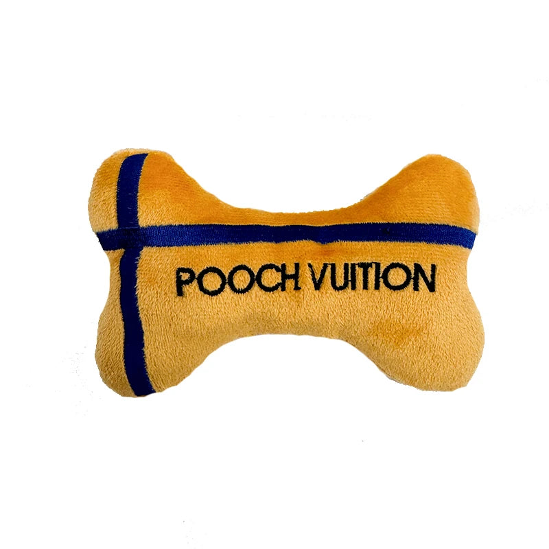 Fashion Designer Cotton Interactive Bite Dog Toys Luxury Holiday Birthday Dog Bone Toy Wither Squeaker