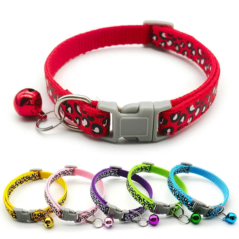 Cute Leopard Print Cat Dog Collars Adjustable Buckle Puppy Cartoon Pet Puppy Collars Leads Pet Accessories Cat Supplies