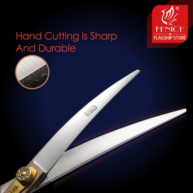 Fenice JP440C Steel Dog Scissors 7/7.5/8 Inch Pet Grooming Shears Curved Hair Trimming Scissors for Dogs Professional Groomer