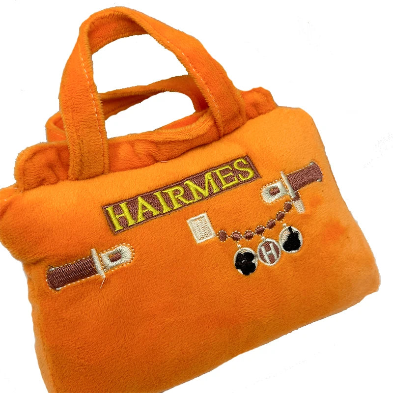Luxury Desigenr Handbag Dog Toys Plush Squeaky Pet Accessory Puppy Chewing Bite Toy