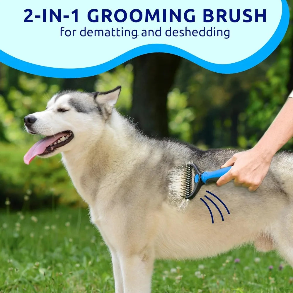 Double-Sided Deshedding Brush for Dogs and Cats – Grooming Tool for Long and Short Hair